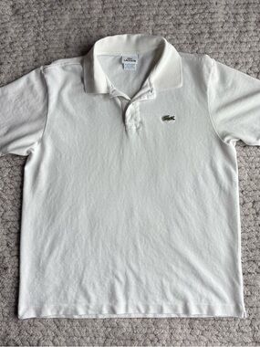 Lacoste Men's Polo Shirt Size 5 (Large) Off-White Designer Tee Made in Peru